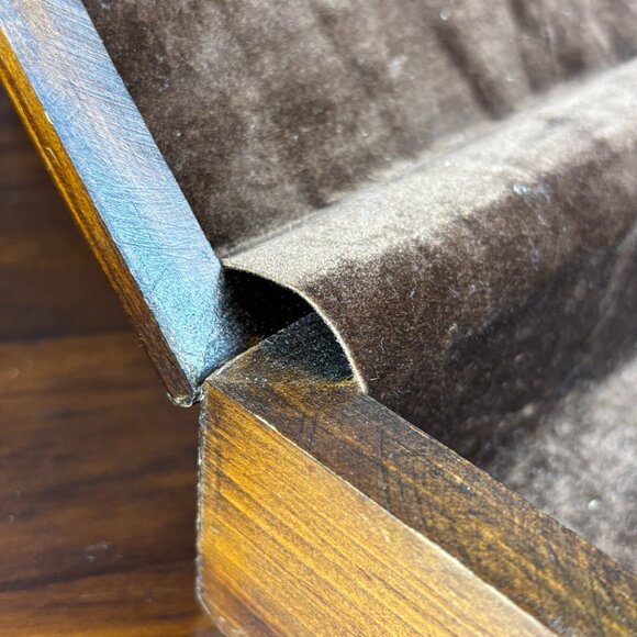 Vintage Wood Jewelry Box Floral Faux Leather Top Trinket Box with Rose Design - Picture 15 of 16